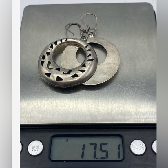 Vintage Sterling Silver Artesian Boho Earrings - Picture 6 of 6